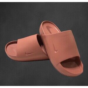 Nike Calm Slides Women 9 Men 8 Slip On Sandals Terra Blush Pink Comfort Beach